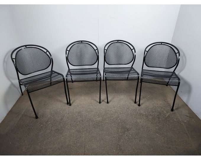 Set Of Four 1950,s  Metal And Mesh Chairs # 194439 Shipping is not free please conatct us before purchase Thanks