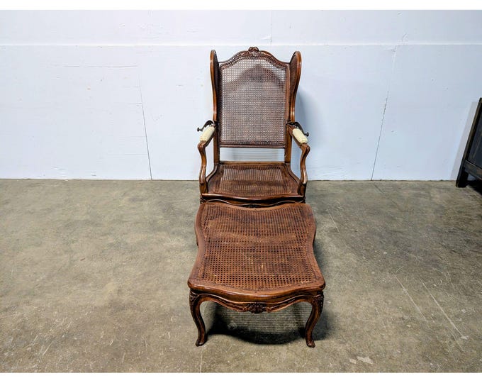 1940,s Caned Reclining French Caned Chair # 200589 Shipping is not a 1.00 Shipping is not free please contact us before purchase Thanks
