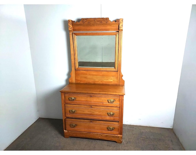 1920,s Three Drawer Oak Chest Of Drawers With Mirror # 194780 Shipping is not a 1.00 Shipping is not free please contact us before purchase