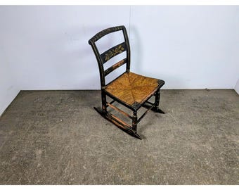 Early 1800,s Paint Decorated Rush Seat Rocking Chair # 197763 Shipping is not a 1.00 Shipping is not free please contact us before purchase