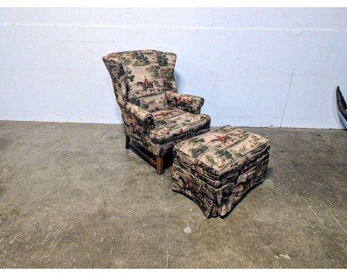 1940,s Wing Back Chair And Ottoman # 201324 Shipping is not a 1.00 Shipping is not free please contact us before purchase Thanks