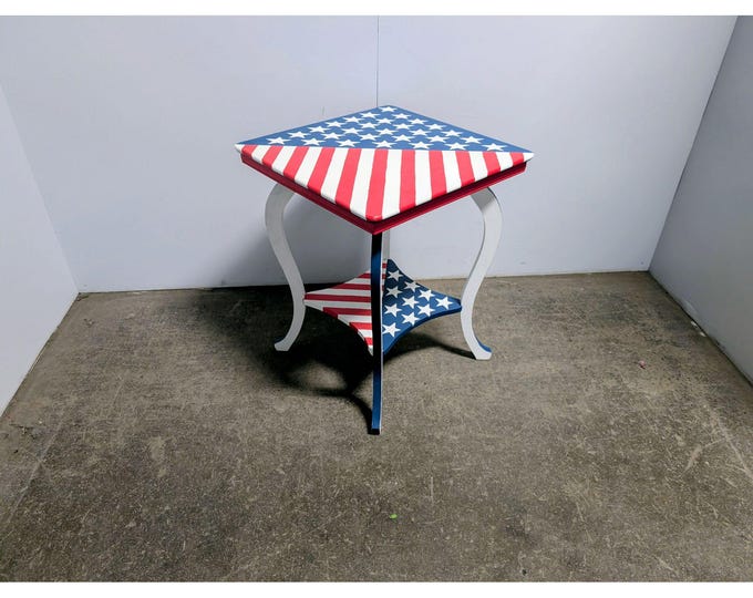 1920,s Oak Painted Patriotic Two Tier Table # 200671 Shipping is not a 1.00 Shipping is not free please contact us before purchase Thanks