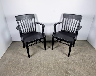 Pair Of 1920,s Oak Painted Bankers Chairs # 197846 Shipping is not a 1.00 Shipping is not free please contact us before purchase Thanks