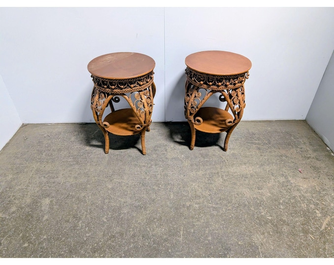 Pair Of 1920,s Two Tier Side Tables # 200758 Shipping is not a 1.00 Shipping is not free please contact us before purchase Thanks