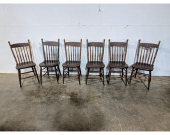 Set Of Six 1920,s Spindle Back Oak Plank Seat Chairs # 197934 Shipping is not a 1.00 Shipping is not free please contact us before purchase