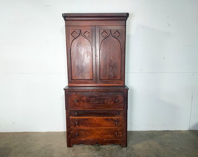 1840,s Grain Painted Two Piece Cabinet With Interior Desk # Shipping is not a 1.00 Shipping is not free please contact us before purchase