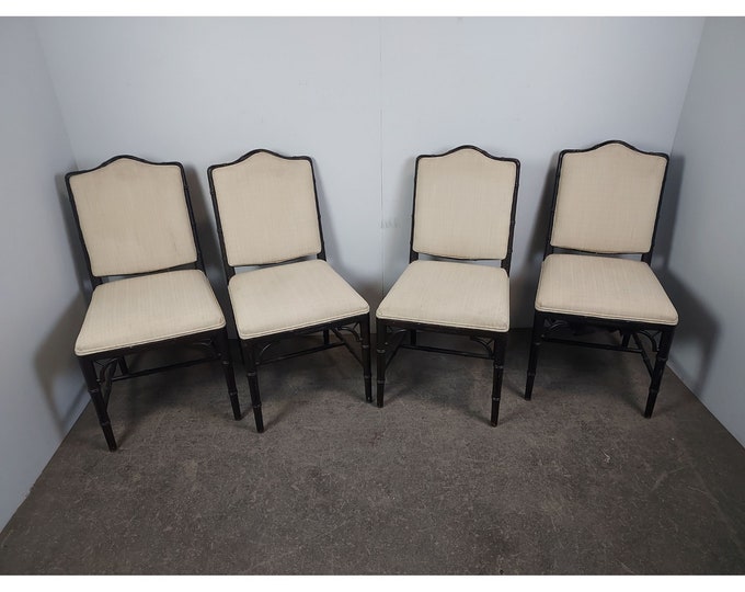 Set Of Four 1940's Black Painted Bamboo Chairs # 189659 Shipping is not free please conatct us before purchase Thanks