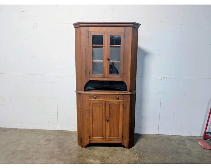 Mid 1800,s Two Piece Corner Cupboard # 198377 Shipping is not a 1.00 Shipping is not free please contact us before purchase Thanks