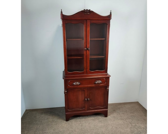 Elegant 1940's Cherry Country Glass Door Cabinet # 188474 Shipping is not free please conatct us before purchase Thanks