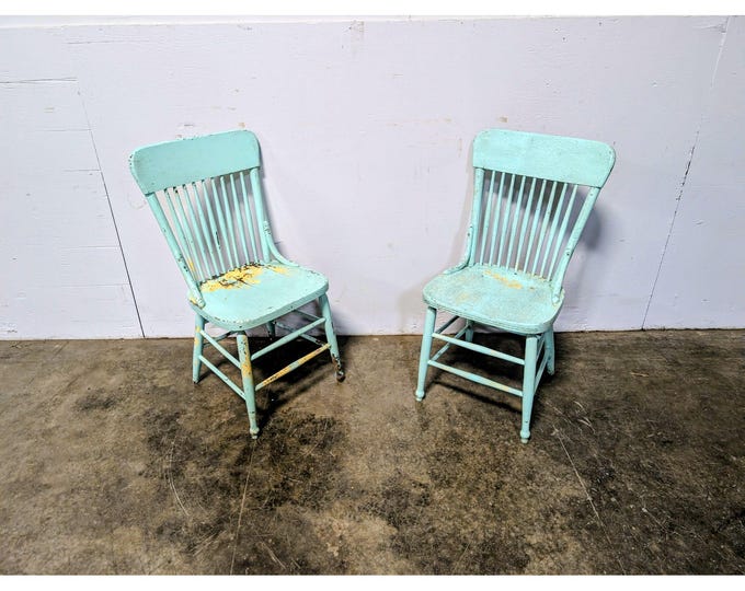 Pair Of 1920,s Oak Painted Side Chairs # 201102 Shipping is not a 1.00 Shipping is not free please contact us before purchase Thanks