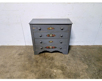 Mid 1800,s Four Drawer Paint Decorated Chest Of Drawers # 198901 Shipping is not a 1.00 Shipping is not free