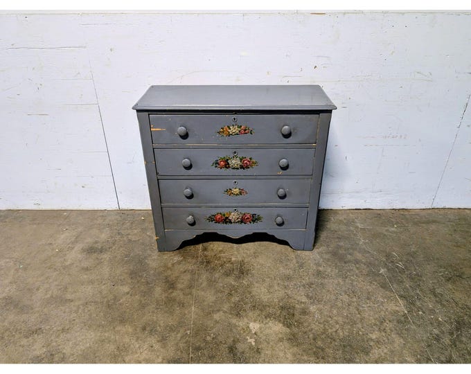 Mid 1800,s Four Drawer Paint Decorated Chest Of Drawers # 198901 Shipping is not a 1.00 Shipping is not free