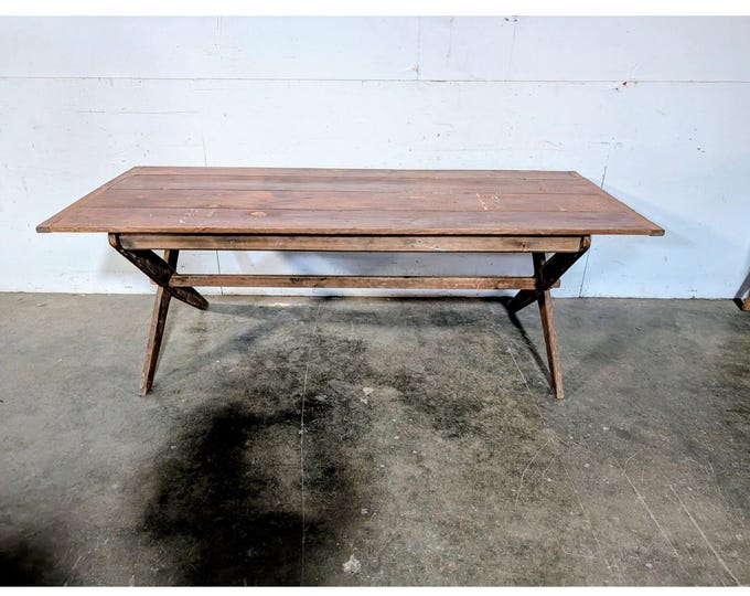 Vintage Handmade Tressel Base Farm Table # 197916 Shipping is not a 1.00 Shipping is not free please contact us before purchase Thanks