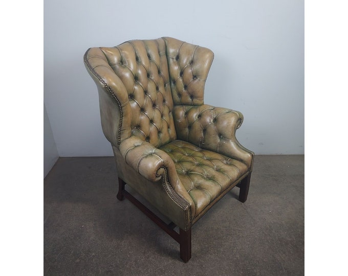 Vintage Leather Back Wingback Chair # 194354 Shipping is not free please conatct us before purchase Thanks