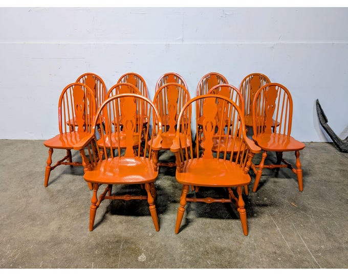 Set Of 12 Oak Windsor Chairs # 201274 Shipping is not a 1.00 Shipping is not free please contact us before purchase Thanks