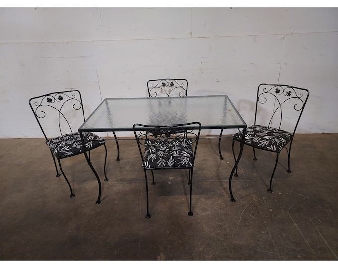 1940,s Iron And Glass Table With Four Chairs # 194824 Shipping is not a 1.00 Shipping is not free please contact us before purchase Thanks