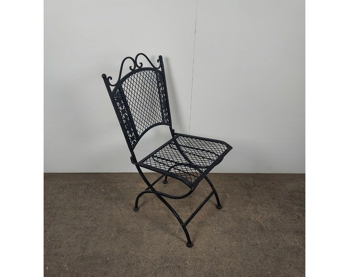 Unique 1930's Black Metal Folding Chair # 188681 Shipping is not free please conatct us before purchase Thanks