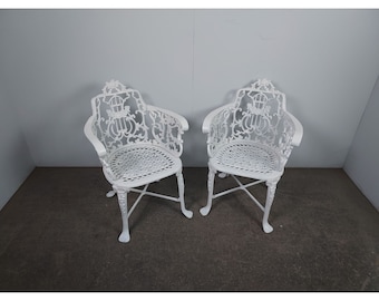 Pair Of 1940&#39;s Cast Aluminum Arm Chairs # 189761 Shipping is not free please conatct us before purchase Thanks