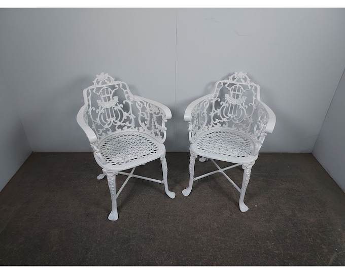 Pair Of 1940's Cast Aluminum Arm Chairs # 189761 Shipping is not free please conatct us before purchase Thanks