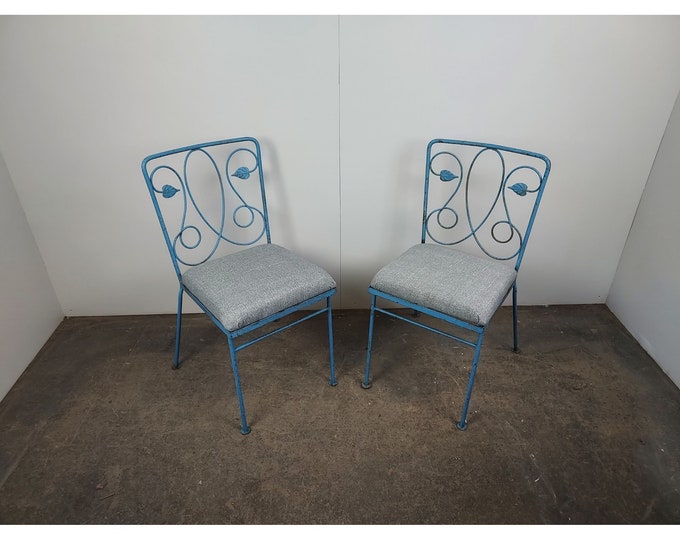 Pair Of 1940's Blue Metal Chairs # 190005 Shipping is not free please conatct us before purchase Thanks