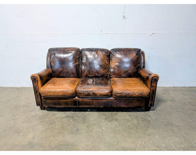 VINTAGE LEATHER SOFA # 198821 Shipping is not a 1.00 Shipping is not free please contact us before purchase Thanks