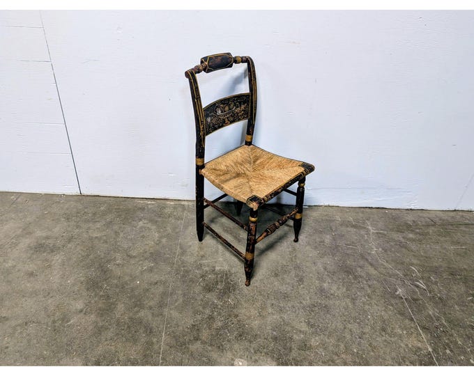 Mid 1800,s Paint Decorated Rush Seat Chair # 199615 Shipping is not a 1.00 Shipping is not free please contact us before purchase Thanks