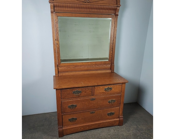 1920.s Four Drawer Oak Chest Of Drawers With Dressing Mirror # 192489 Shipping is not free please conatct us before purchase Thanks
