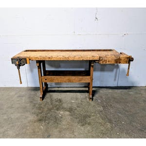 Antique Work Bench With Vice - Etsy