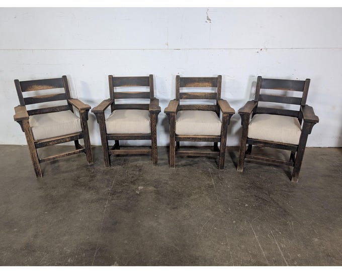 Set Of Four Late 1800,s Oak Arm Chairs # 197399 Shipping is not a 1.00 Shipping is not free please contact us before purchase Thanks