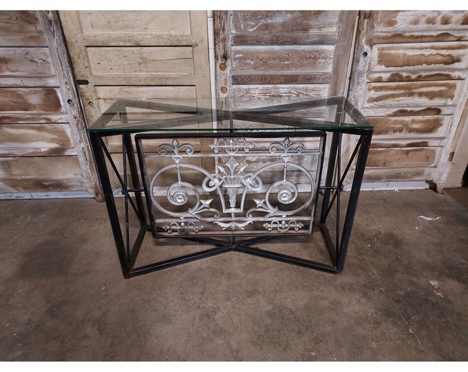 1940'S Cast Iron Console With Glass Top # 186969 Shipping is not a 1.00 Shipping is not free please contact us before purchase Thanks