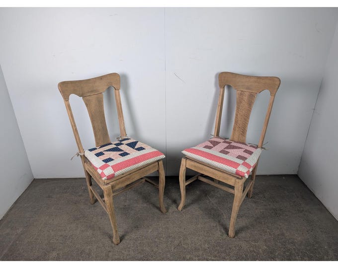 Pair Of Stripped Oak Wood Side Chairs # 196570 Shipping is not a 1.00 Shipping is not free please contact us before purchase Thanks