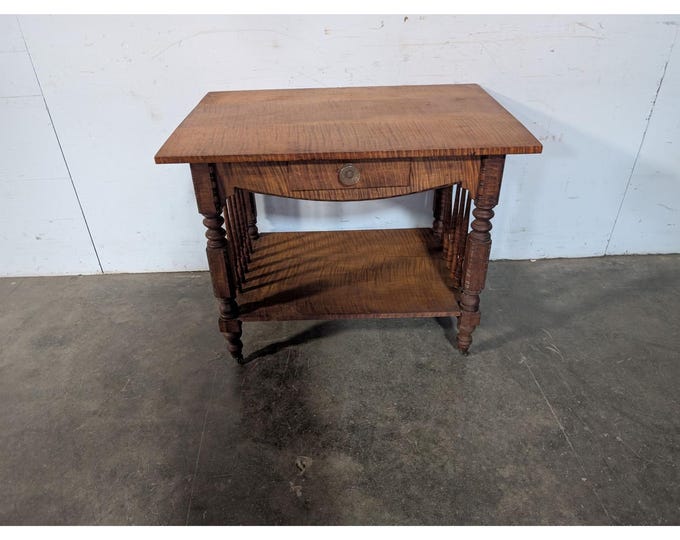 Mid 1800,s One Drawer Tiger Maple Table # 196209 Shipping is not a 1.00 Shipping is not free please contact us before purchase Thanks
