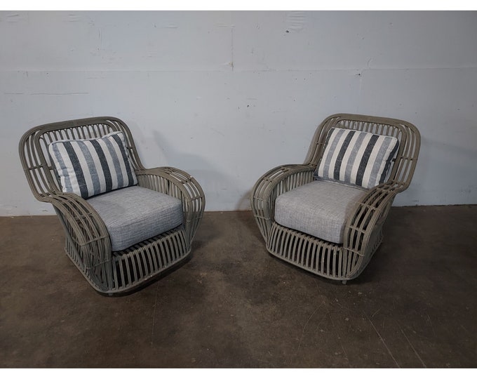 Stunning Pair Of Split Reed Arm Chairs # 191899 Shipping is not free please conatct us before purchase Thanks