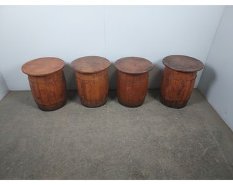 Set Of Four Hand Made Barrel Side Tables # 194389 Shipping is not free please conatct us before purchase Thanks