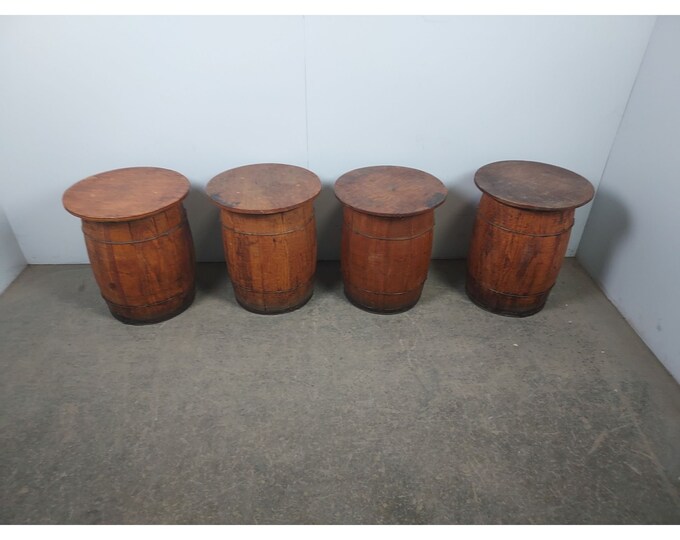 Set Of Four Hand Made Barrel Side Tables # 194389 Shipping is not free please conatct us before purchase Thanks