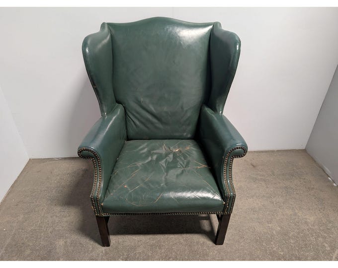 1920,s Leather Wing Back Chair # 199309 Shipping is not a 1.00 Shipping is not free please contact us before purchase Thanks