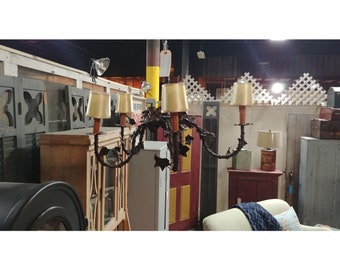 1900'S 5 Arm Hand Forged Chandelier # 184537 Shipping is not a 1.00 Shipping is not free please contact us before purchase Thanks