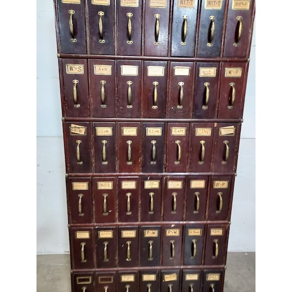 アンティーク什器 Unique 1900's 49 Drawer Seven Stack Filing Cabinet # 187388