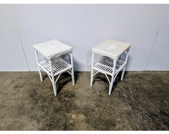 Pair Of 1950,s Wicker Tables # 199960 Shipping is not a 1.00 Shipping is not free please contact us before purchase Thanks