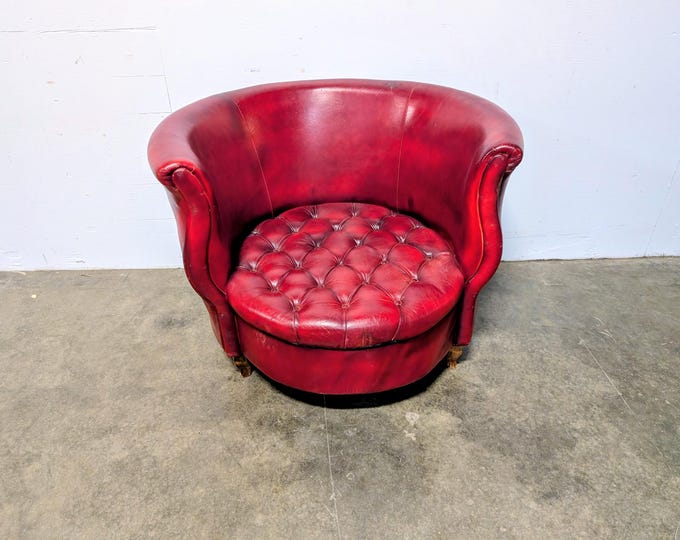 Unique Vintage Red Leather Arm Chair # 200986 Shipping is not a 1.00 Shipping is not free please contact us before purchase Thanks