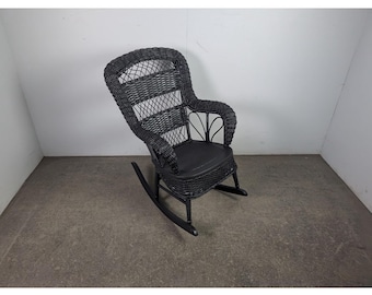 1940,s Black Painted Wicker Rocking Chair # 196599 Shipping is not a 1.00 Shipping is not free please contact us before purchase Thanks