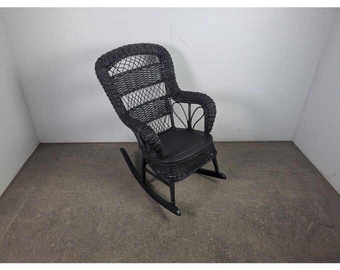 1940,s Black Painted Wicker Rocking Chair # 196599 Shipping is not a 1.00 Shipping is not free please contact us before purchase Thanks