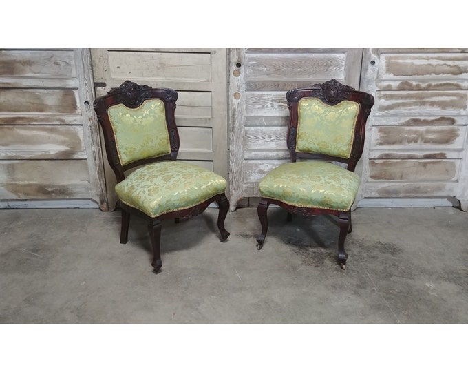 Pair Of 1850's Mahogany Chairs # 186137 Shipping is not free please conatct us before purchase Thanks