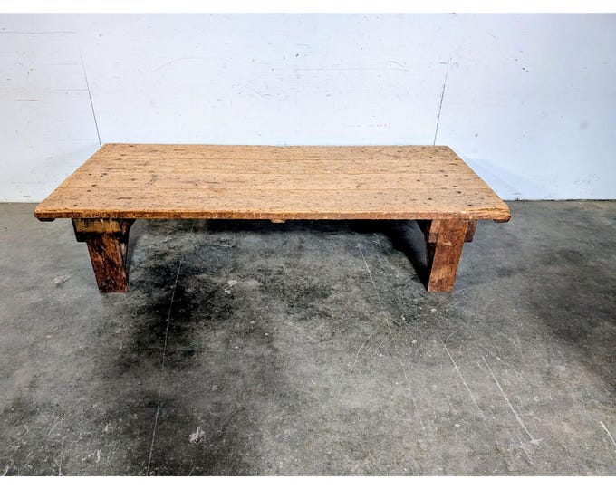 Wonderful Old Oak Work Table Now A Coffee Table # 197563 Shipping is not a 1.00 Shipping is not free please contact us before purchase