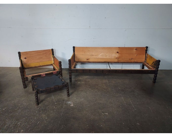 Unusual 1940,s Settee Chair And Ottoman # 192666 Shipping is not a 1.00 Shipping is not free please contact us before purchase Thanks