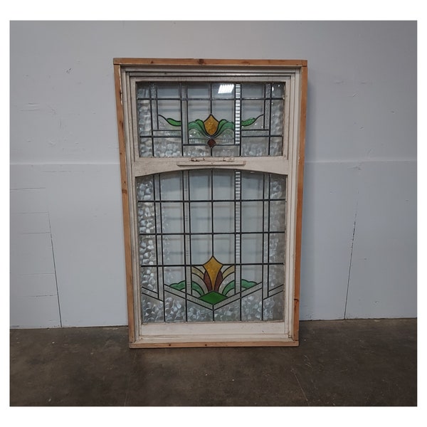 1890,S Two Part English Stain Glass Window # 187004 Shipping is not free please conatct us before purchase Thanks