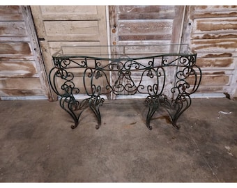 1940,S Cast Iron Console With Glass Top # 186971 Shipping is not free please conatct us before purchase Thanks