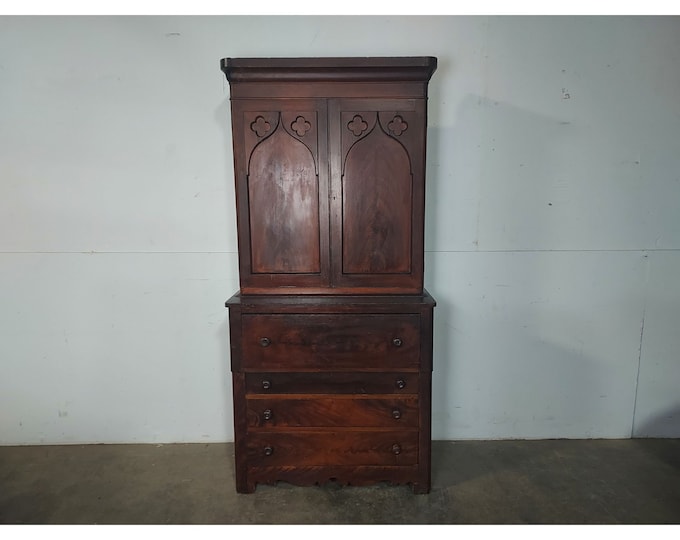 1840,s Graint Painted Two Piece Cabinet With Interior Desk # Shipping is not a 1.00 Shipping is not free please contact us before purchase