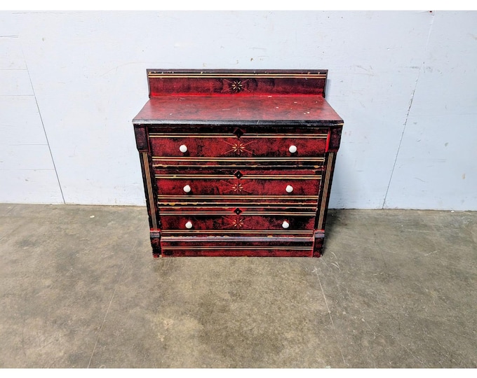1850.s Paint Decorated Three Drawer Cottage Chest Of Drawers # 198297 Shipping is not a 1.00 Shipping is not free