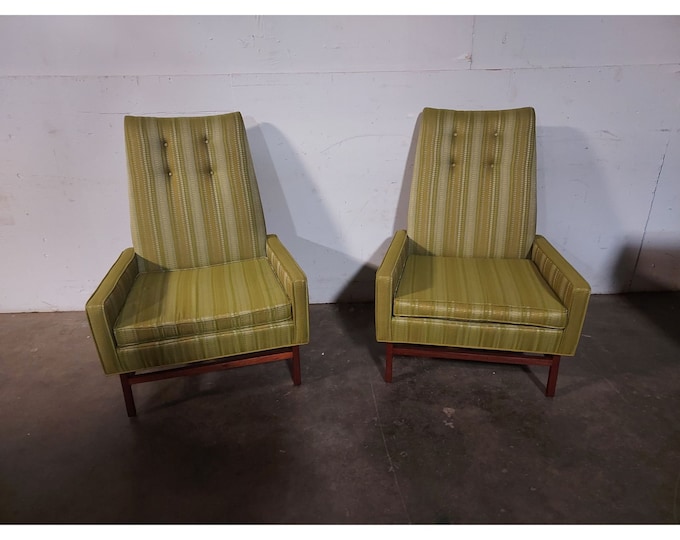 Pair Of 1950,s High Back Lounge Chairs # 194790 Shipping is not free please conatct us before purchase Thanks